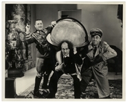 Lot of Three 10 x 8 Glossy Photos From The Three Stooges 1940 Film You Nazty Spy! & 2 Matte Photos From a Theater Performance With Eddie Laughton -- Very Good Condition